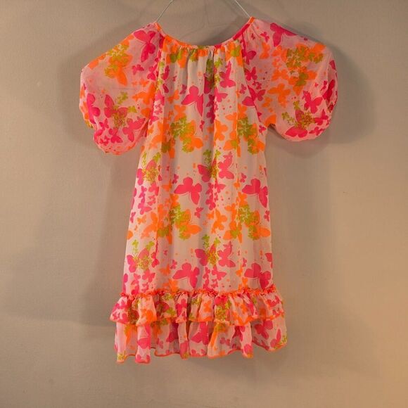 George Girls Dress Size 7-8 Butterfly Chiffon Fabric Ruffled Flare - Picture 7 of 9